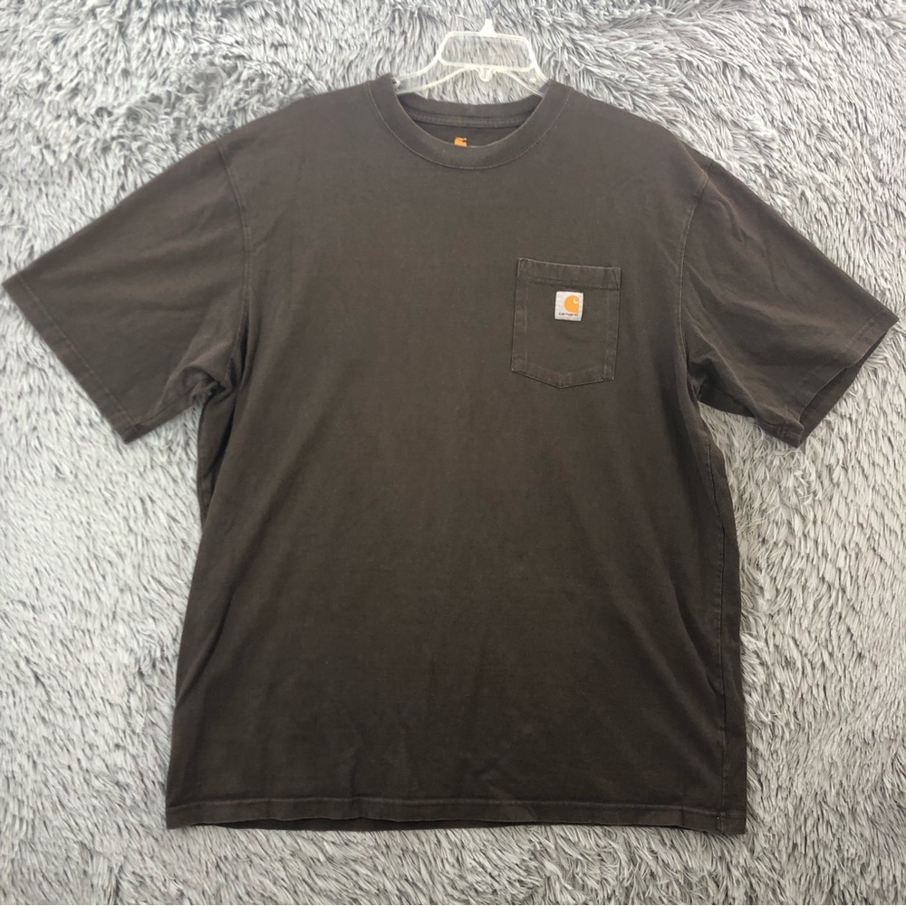 Carhartt Shirt Mens 2Xl Tall Brown Pocket Heavy Duty Short Sleeve Tshirt